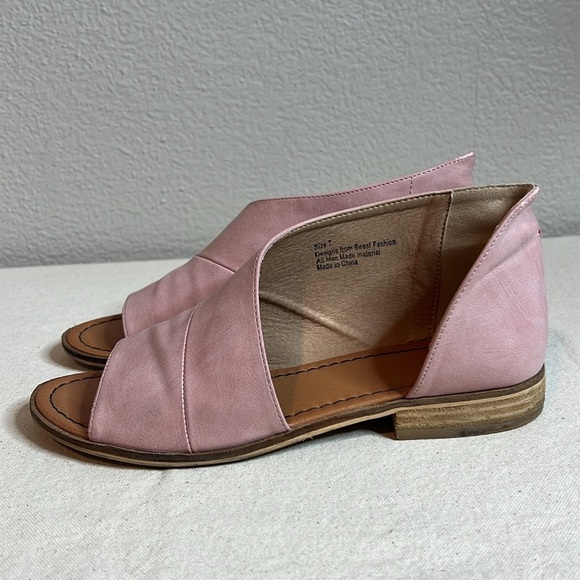 Beast Fashion Blush Pink Open-Toe Flats - Size 7 - Picture 6 of 11